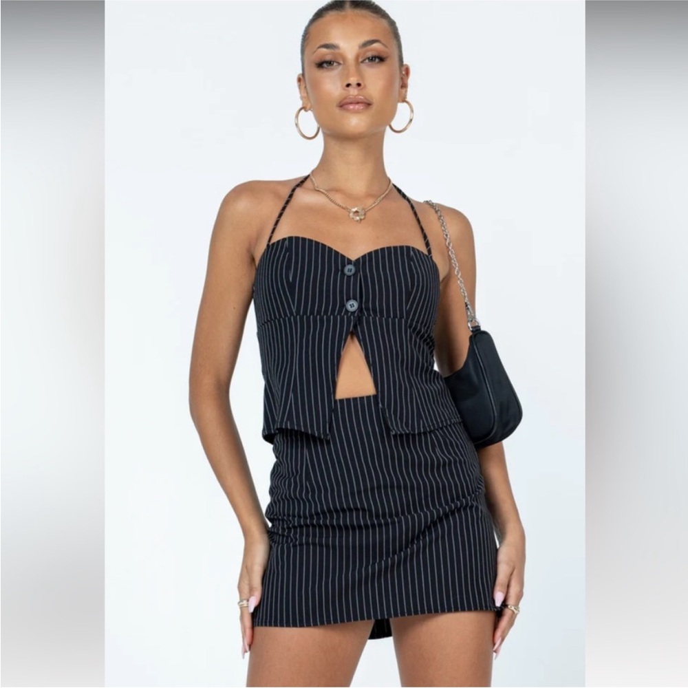 Princess Polly Black Pinstripe Mini Skirt - Picture 2 of 6